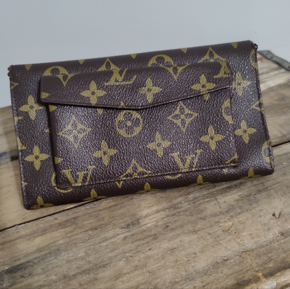 DAMAGED 80s Louis Vuitton LV large wallet Vintage multi pocket DAMAGED project - Picture 1 of 16